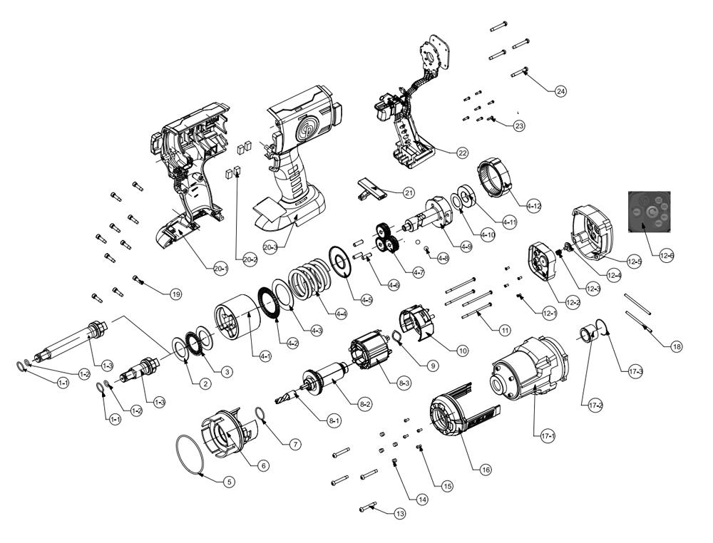 Fig-0 Diagram and Parts List for CP8849  Chicago Pneumatic Wrench